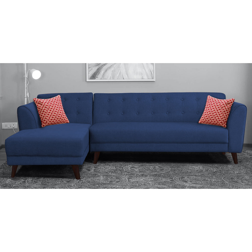 Adorn India Leaf 6 Seater Corner Sofa Left Hand Side (Blue)