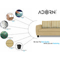 Raiden Stripes L Shape 6 Seater Sofa Set with Center Table (Right Hand Side) (Beige)