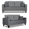 Adorn India Parker Leaf 3+2 5 Seater Sofa Set (Grey) Martin Plus (3 Year Warranty)