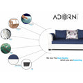Adorn India Aliana L Shape Leatherette Fabric 6 Seater Sofa (Blue & White)