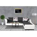 Adorn India Aliana L Shape Leatherette Fabric 6 Seater Sofa Set RHS (Dark Grey & White) (3 Year Warranty)