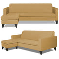 Adorn India Aladra L Shape Decent 5 Seater Sofa Set LHS (Beige) (3 Year Warranty)
