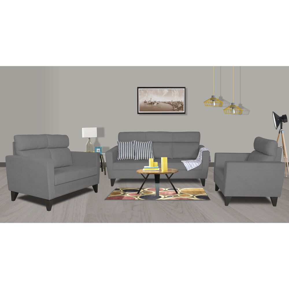 Adorn India Cardello 3-2-1 Six Seater Sofa Set (Grey) (3 Year Warranty)