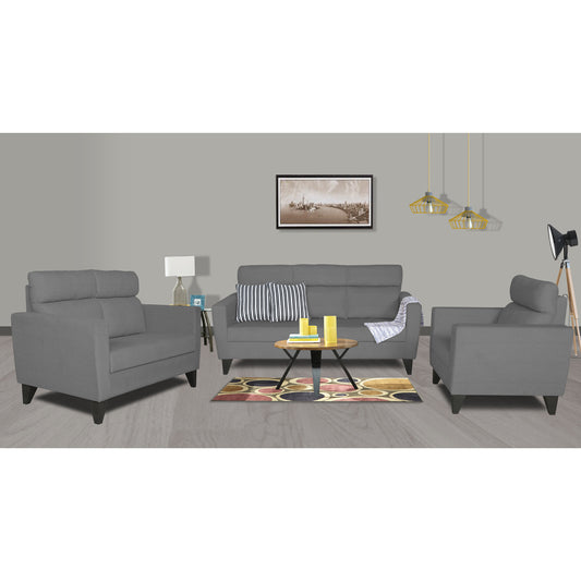 Adorn India Cardello 3-2-1 Six Seater Sofa Set (Grey)