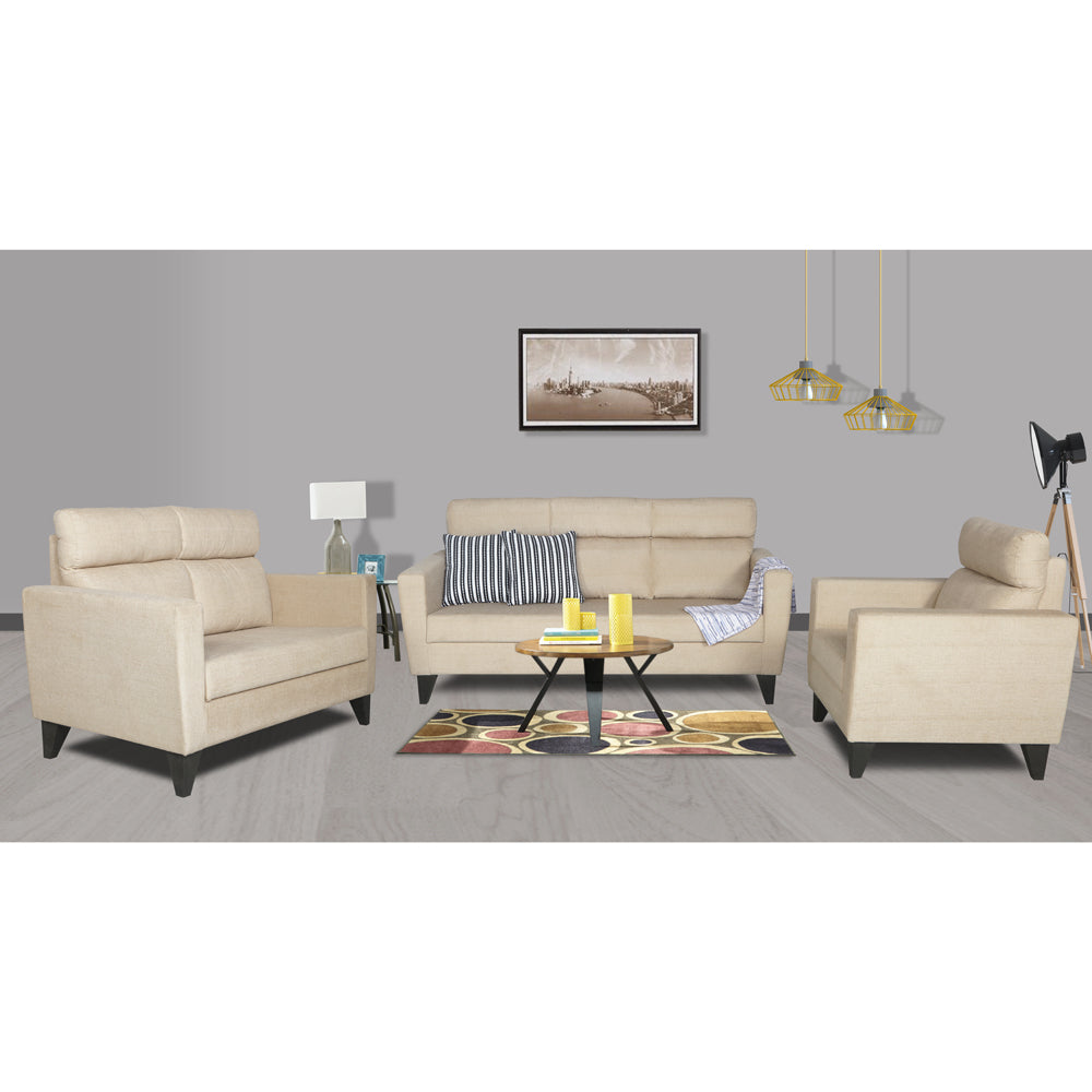 Adorn India Cardello 3-2-1 Six Seater Sofa Set (Beige) (3 Year Warranty)