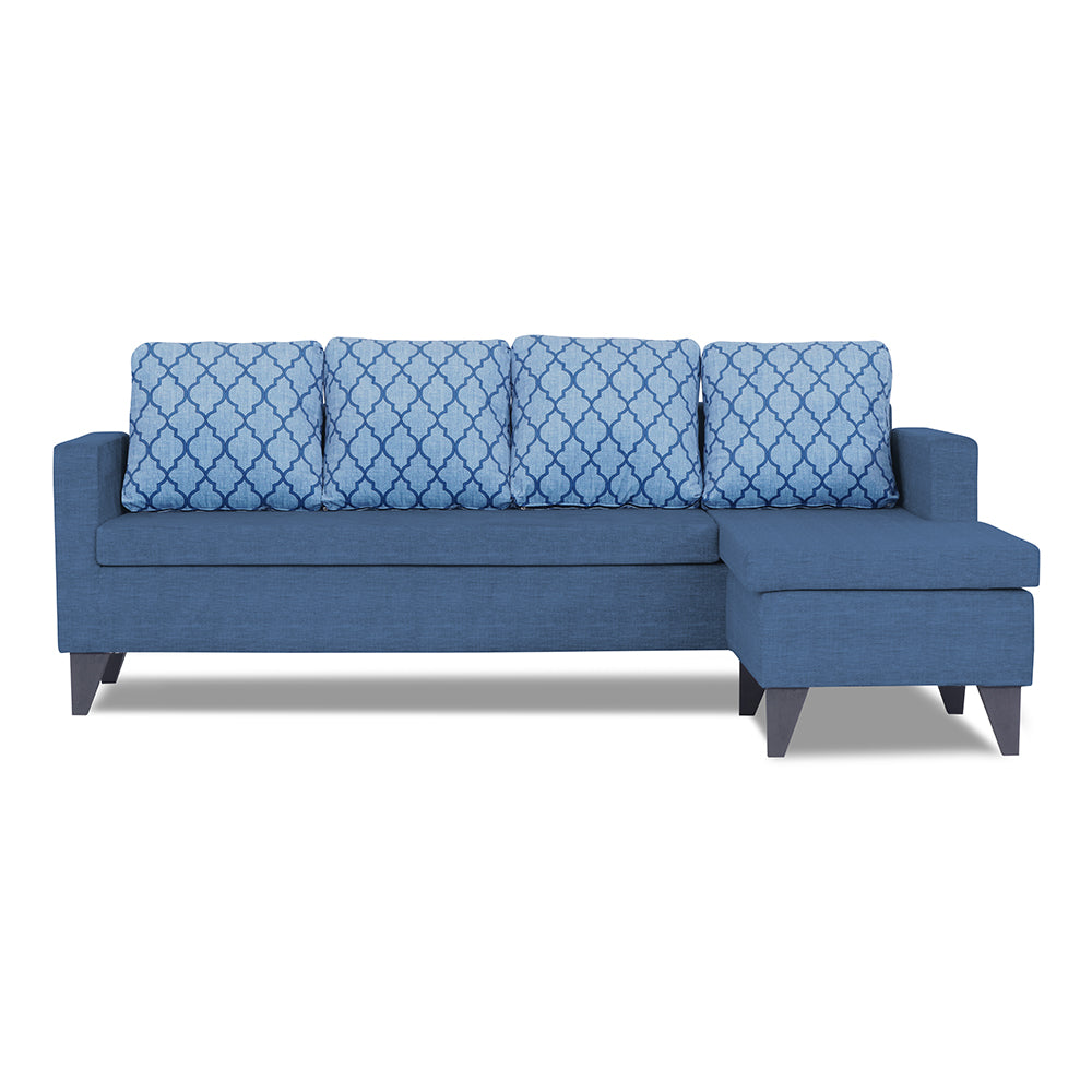 Adorn India Dorothy Blossom L Shape 5 Seater Sofa Set (Right Hand Side) (Blue)