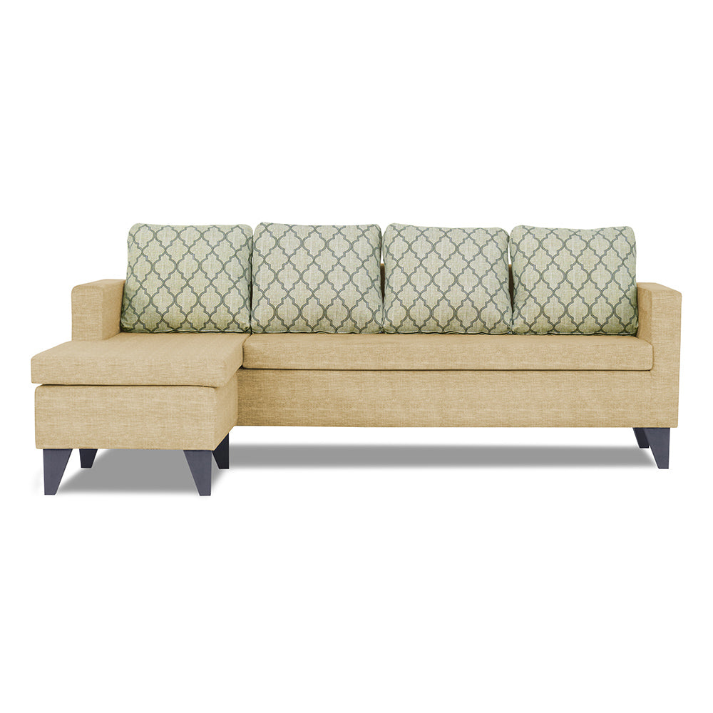 Adorn India Dorothy Blossom L Shape 5 Seater Sofa Set (Left Hand Side) (Beige)