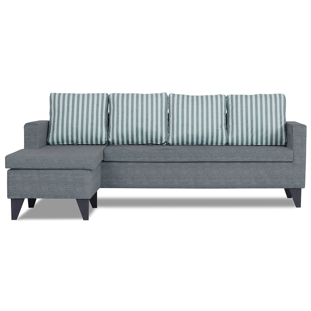 Adorn India Abington Stripes L Shape 5 Seater Sofa Set (Left Hand Side) (Grey)