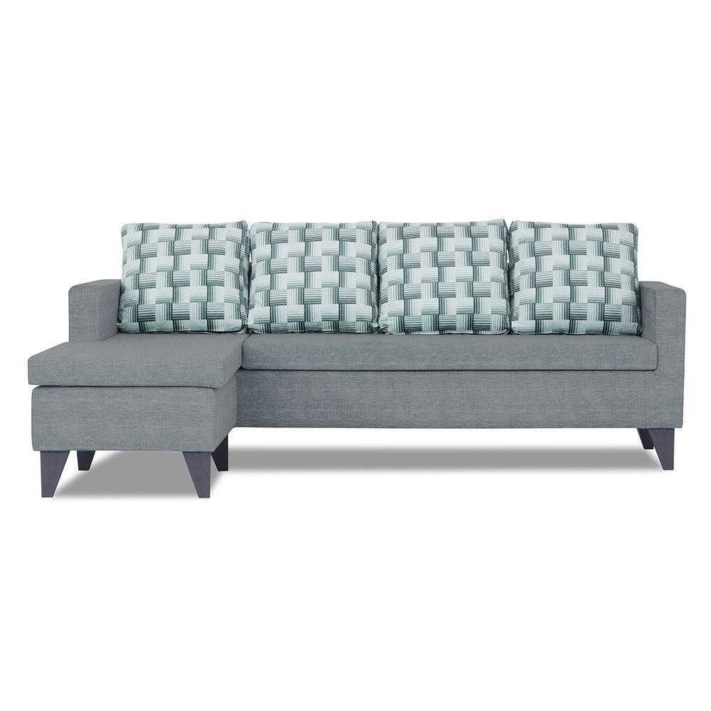 Adorn India Calloway Bricks L Shape 5 Seater Sofa Set (Left Hand Side) (Grey)