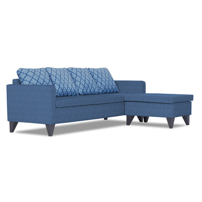 Adorn India Dorothy Blossom L Shape 5 Seater Sofa Set (Right Hand Side) (Blue)