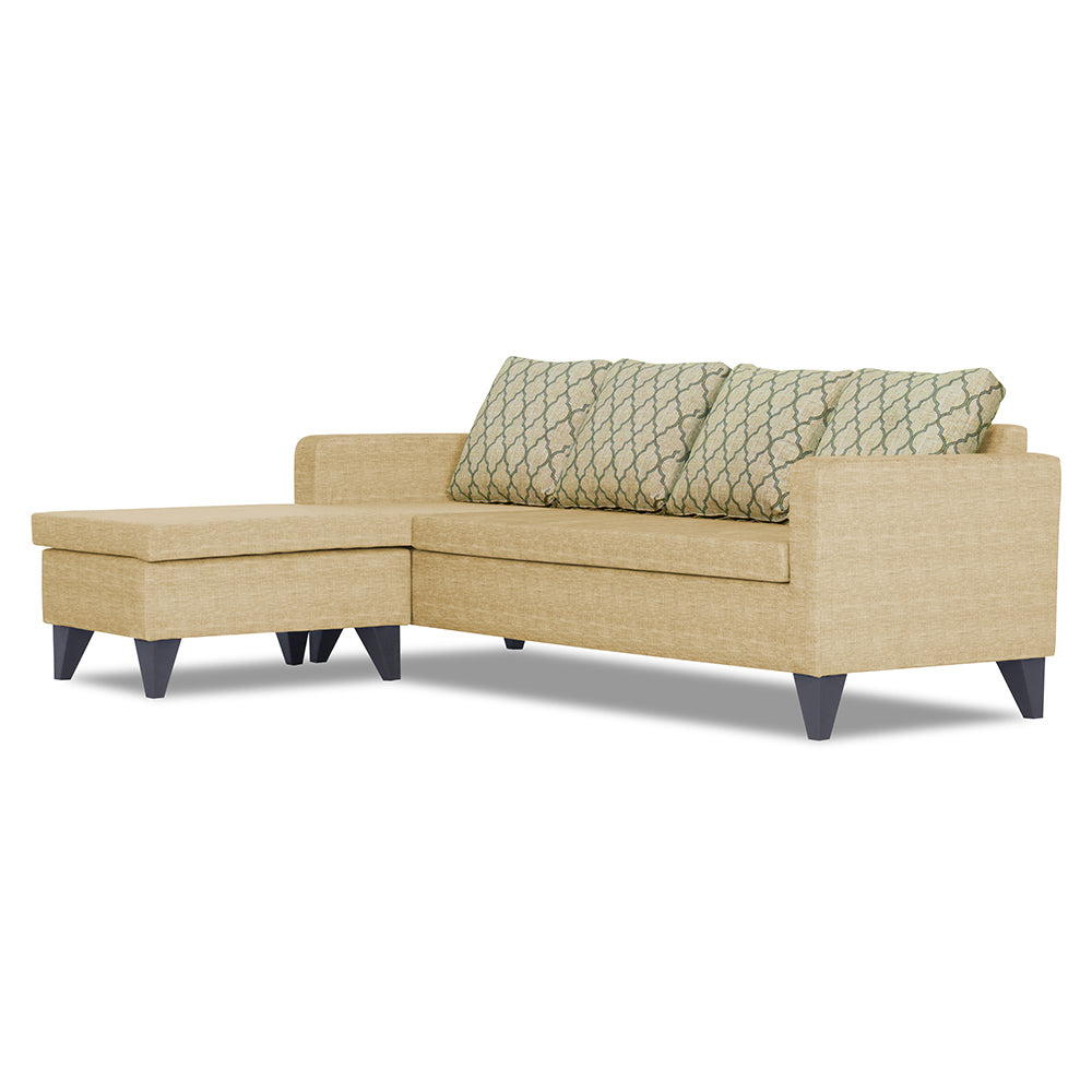 Adorn India Dorothy Blossom L Shape 5 Seater Sofa Set (Left Hand Side) (Beige)