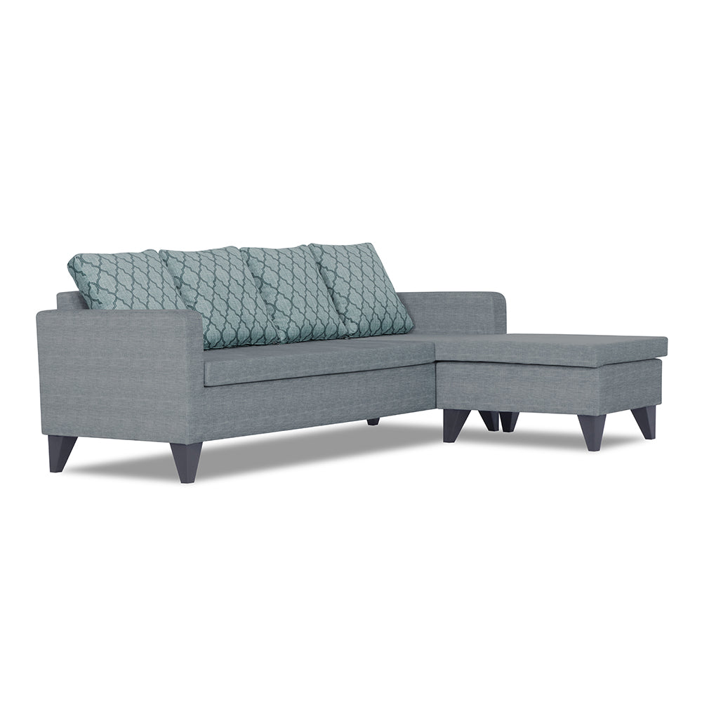 Adorn India Dorothy Blossom L Shape 5 Seater Sofa Set (Right Hand Side) (Grey)