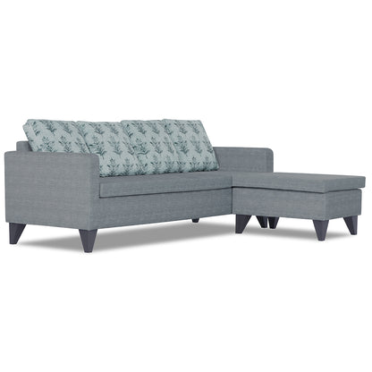 Adorn India Bruce Leaf L Shape 5 Seater Sofa Set (Right Hand Side) (Grey)