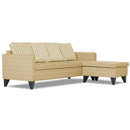 Adorn India Abington Stripes L Shape 5 Seater Sofa Set (Right Hand Side) (Beige)