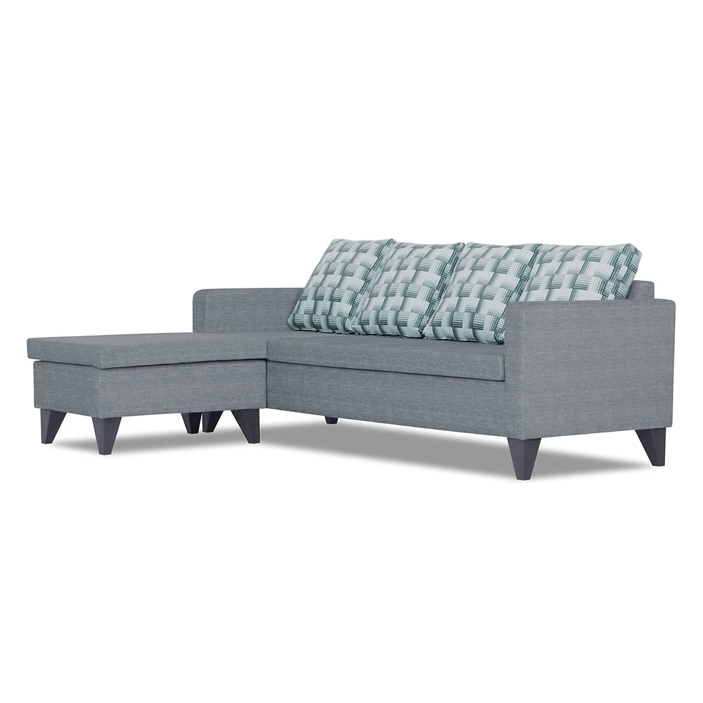 Adorn India Calloway Bricks L Shape 5 Seater Sofa Set (Left Hand Side) (Grey)