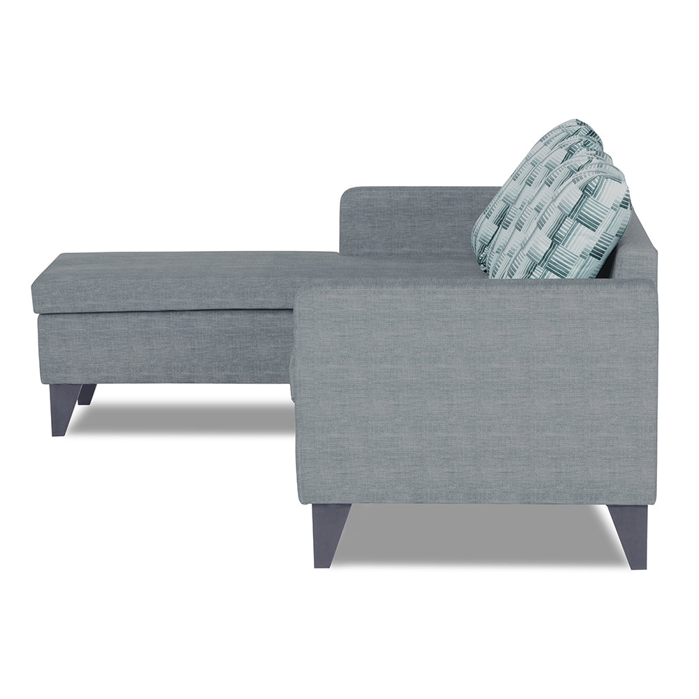 Adorn India Calloway Bricks L Shape 5 Seater Sofa Set (Left Hand Side) (Grey)