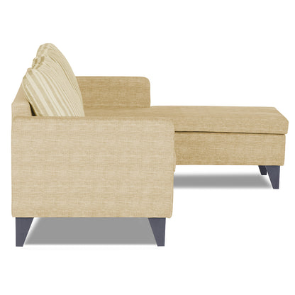 Adorn India Abington Stripes L Shape 5 Seater Sofa Set (Right Hand Side) (Beige)