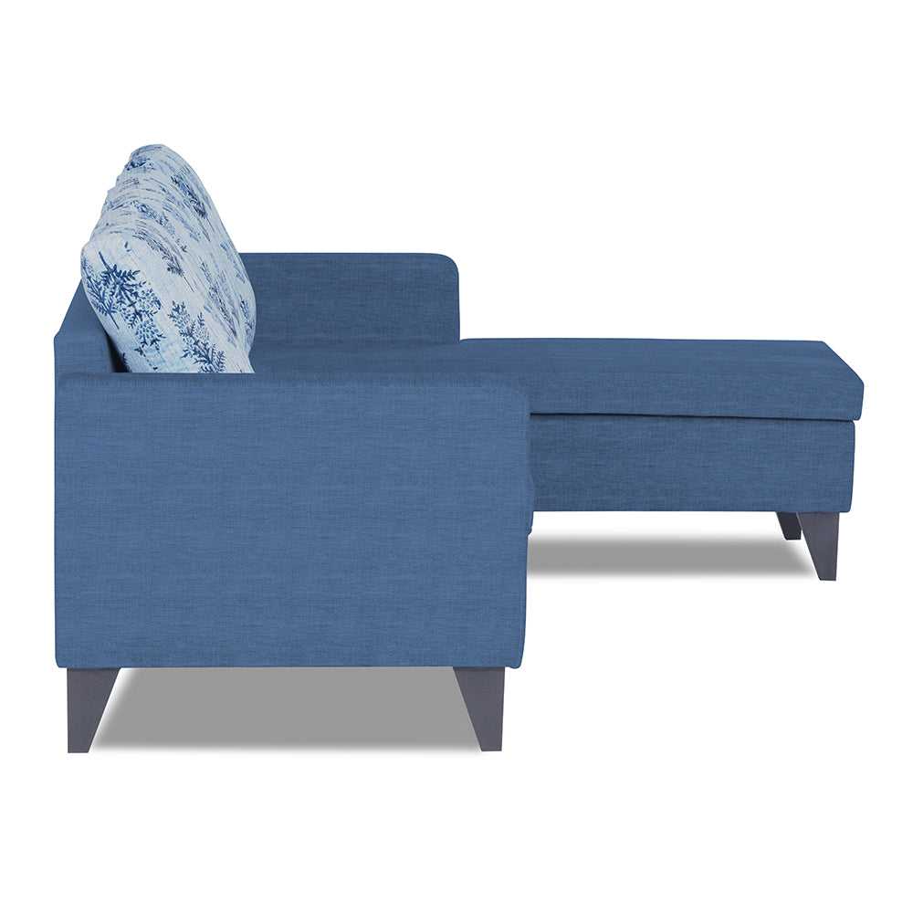 Adorn India Bruce Leaf L Shape 5 Seater Sofa Set (Right Hand Side) (Blue)