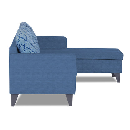 Adorn India Dorothy Blossom L Shape 5 Seater Sofa Set (Right Hand Side) (Blue)