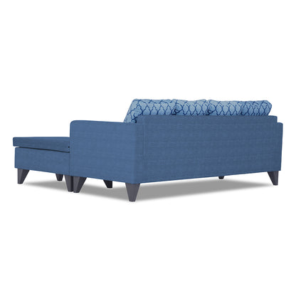 Adorn India Dorothy Blossom L Shape 5 Seater Sofa Set (Right Hand Side) (Blue)