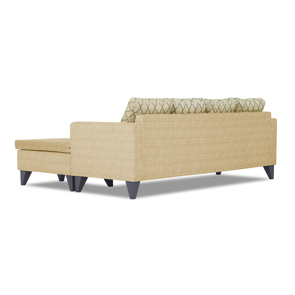 Adorn India Dorothy Blossom L Shape 5 Seater Sofa Set (Left Hand Side) (Beige)