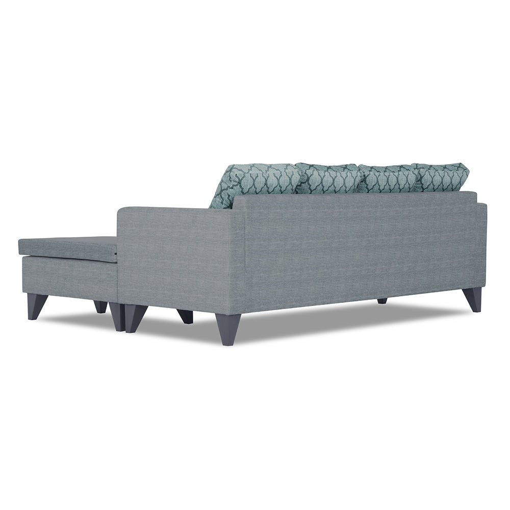 Adorn India Dorothy Blossom L Shape 5 Seater Sofa Set (Right Hand Side) (Grey)