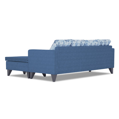 Adorn India Bruce Leaf L Shape 5 Seater Sofa Set (Right Hand Side) (Blue)