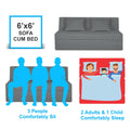 Adorn India Easy Highback 3 Seater Sofa Cum Bed Decent 6' x 6' (Grey) (1 Year Warranty)