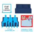 Adorn India Easy Highback Three Seater Sofa Cum Bed Decent 5' x 6' (Blue)