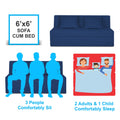 Adorn India Easy Highback Three Seater Sofa Cum Bed Decent 6' x 6' (Blue) (1 Year Warranty)
