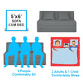 Adorn India Easy Highback Three Seater Sofa Cum Bed Decent 5' x 6' (Grey) (1 Year Warranty)