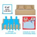 Adorn India Easy Highback Three Seater Sofa Cum Bed Decent 6' x 6' (Beige) (1 Year Warranty)