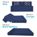 Adorn India Easy Three Seater Sofa Cum Bed Floral '5 x 6' (Blue), Foam