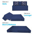 Adorn India Easy Two Seater Sofa Cum Bed Floral '4 x 6' (Blue), Foam