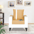 Adorn India Ashley Stripes Leatherette Fabric 1 Seater Sofa (Beige & White) (3 Year Warranty)
