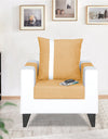 Adorn India Ashley Stripes Leatherette Fabric 1 Seater Sofa (Beige & White)