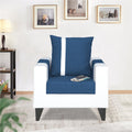 Adorn India Ashley Stripes Leatherette Fabric 1 Seater Sofa (Blue & White) (3 Year Warranty)