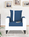 Adorn India Ashley Stripes Leatherette Fabric 1 Seater Sofa (Blue & White)