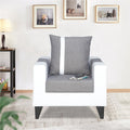 Adorn India Ashley Stripes Leatherette Fabric 1 Seater Sofa (Grey & White) (3 Year Warranty)