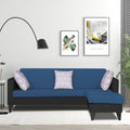Adorn India Aladra L Shape Decent 5 Seater Sofa Set RHS (Blue & Black) (3 Year Warranty)
