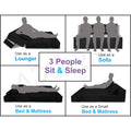 Adorn India Easy 4 Seater Sofa Cum Bed (2 Years Warrenty Quality Foam)-Perfect for Seat & Sleep Washeble Polyster Fabric Cover (Black & Grey) 6'x6'.Pillows Free (1 Year Warranty)