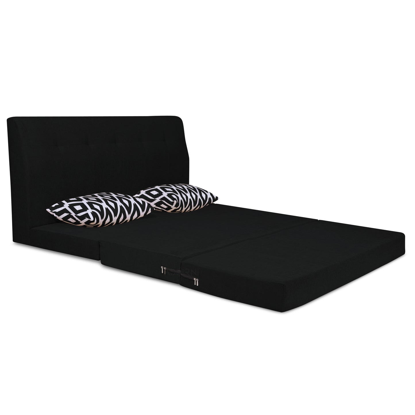Adorn India Easy Highback Three Seater Sofa Cum Bed Rhombus 6' x 6' (Black)