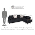 Adorn India Mclain L Shape 6 Seater Sofa (Black)