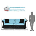 Adorn India Acura 3 Seater Sofa(Light Blue & Black), Wood, Foam