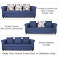 Adorn India Magnum 3 Seater Sofa (Blue), Wood, Foam