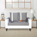Adorn India Ashley Stripes Leatherette Fabric 2 Seater Sofa (Grey & White) (3 Year Warranty)