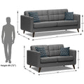 Adorn India Chilly 5 Seater 3+2 Fabric Sofa Set (Grey) (3 Year Warranty)