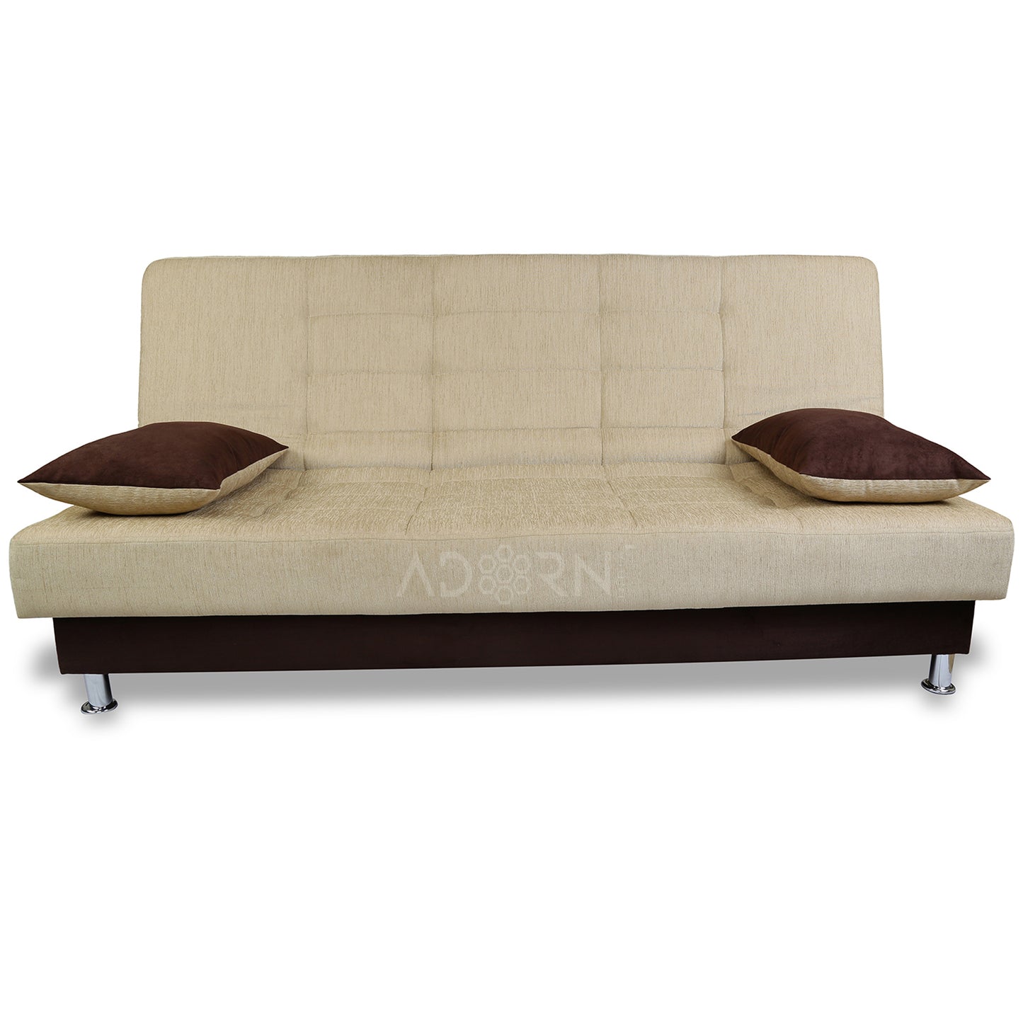 Adorn India Alyssum 3 Seater Sofa Cumbed (Brown & Beige)