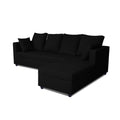 Zink Straight line L Shape 6 Seater Sofa Plain Cushion(Black)