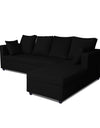 Adorn India Zink Straight line L Shape 6 Seater Sofa Plain Cushion(Black)